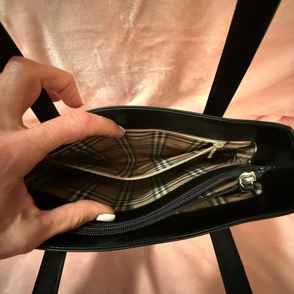 Burberry Black and Check Leather Handbag - Picture 8 of 9